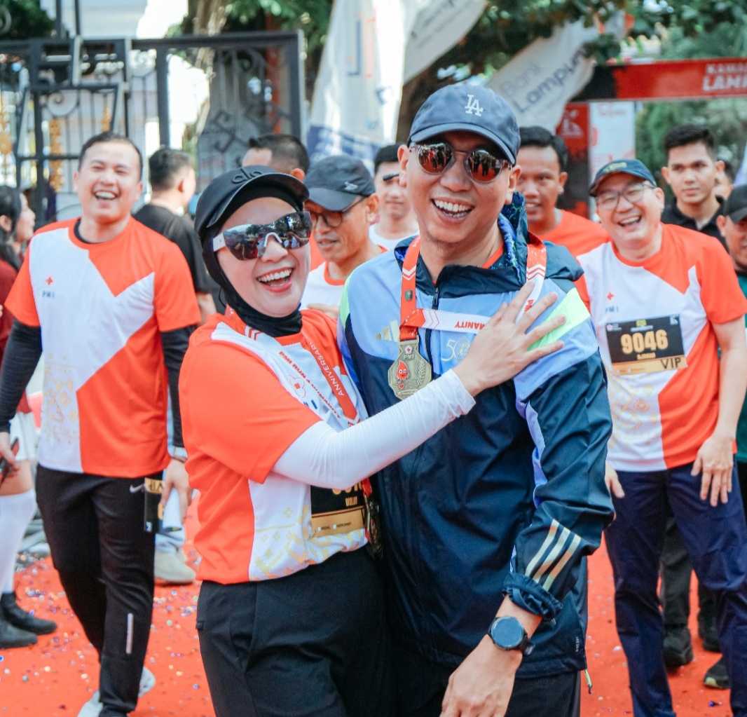 Ribuan Peserta Meriahkan PMI Run 4 Humanity di Puncak HUT 80 PMI Lampung
