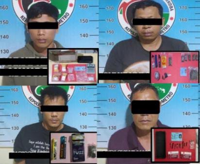 Polisi Tangkap Empat Pemilik Sabu dan Ganja di Kota Metro, BB Puluhan Gram