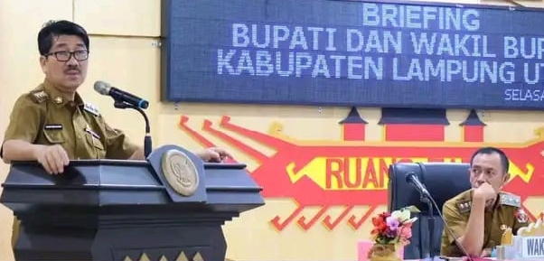 Bupati dan Wakil Bupati Lampung Utara Pimpin Briefing Bersama Jajaran Pemerintahan