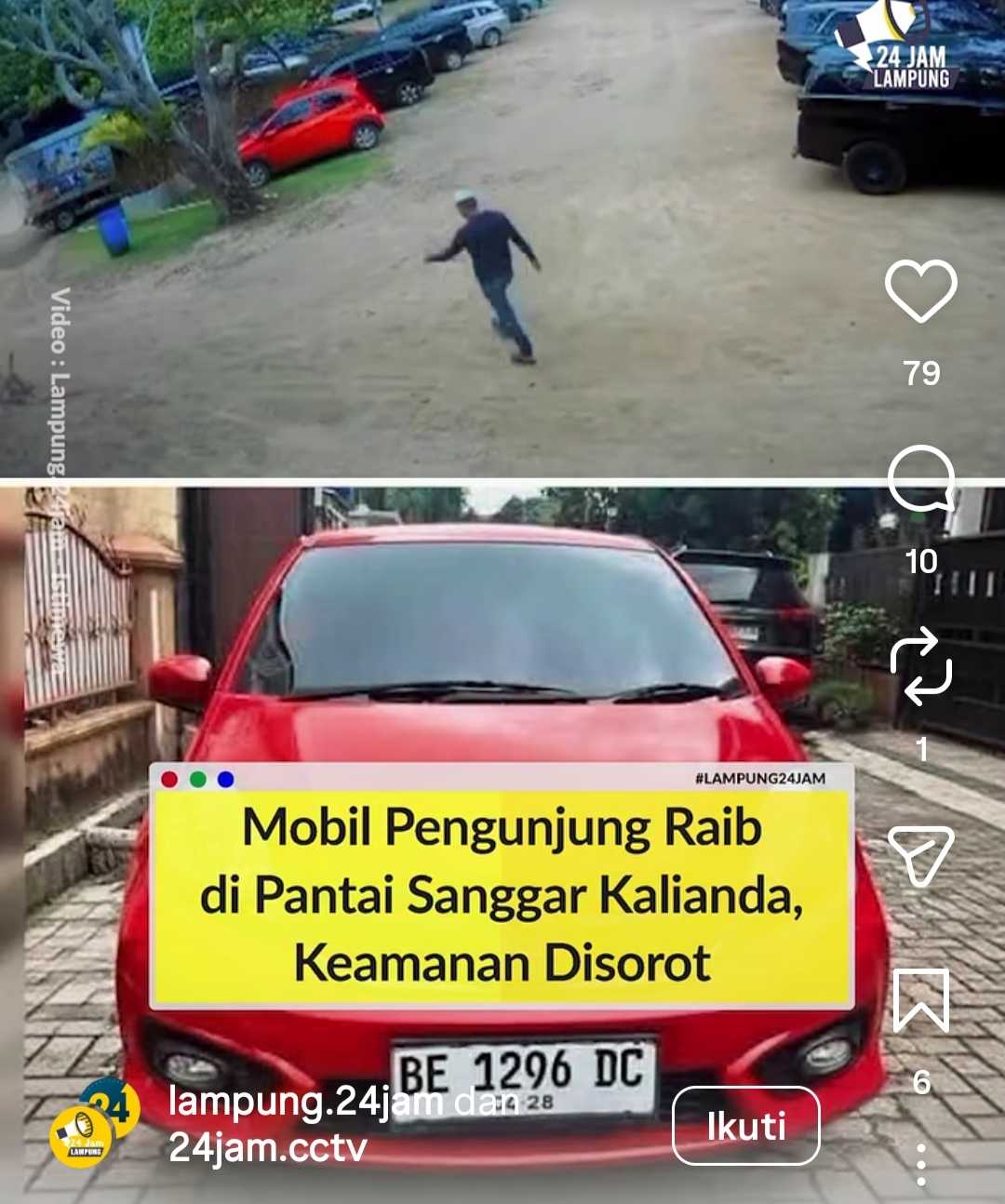 Mobil Brio Pengunjung Pantai Sanggar Kalianda Hilang Dicuri