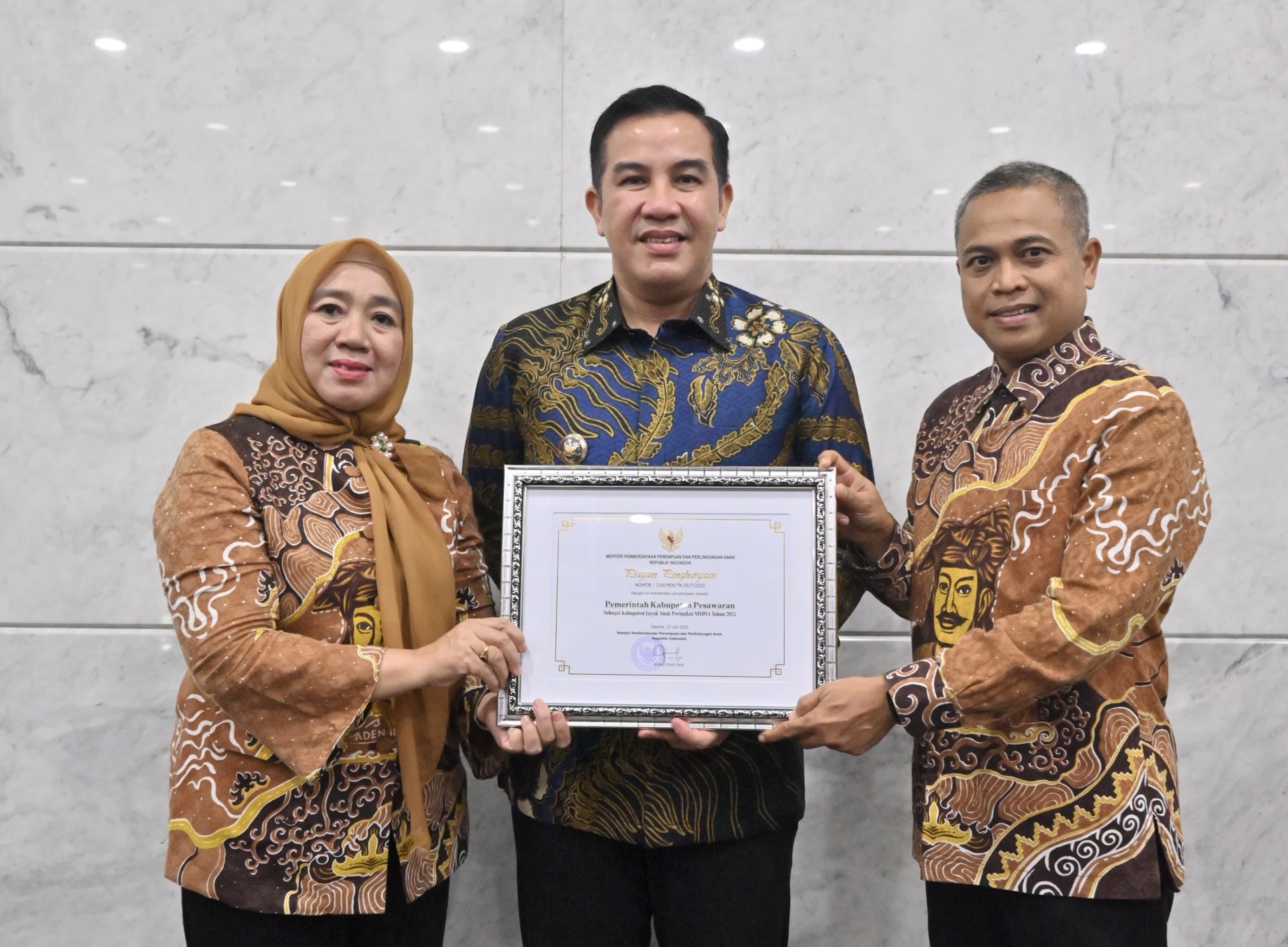 Pesawaran Raih Penghargaan KLA Katagori Nindya