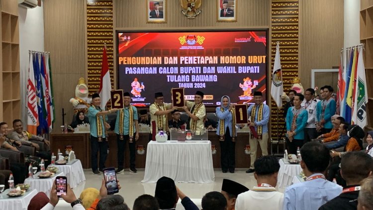 Pilkada Tulangbawang: Winata Nomor 1, Qodam Nomor 2, Handal Nomor 3.