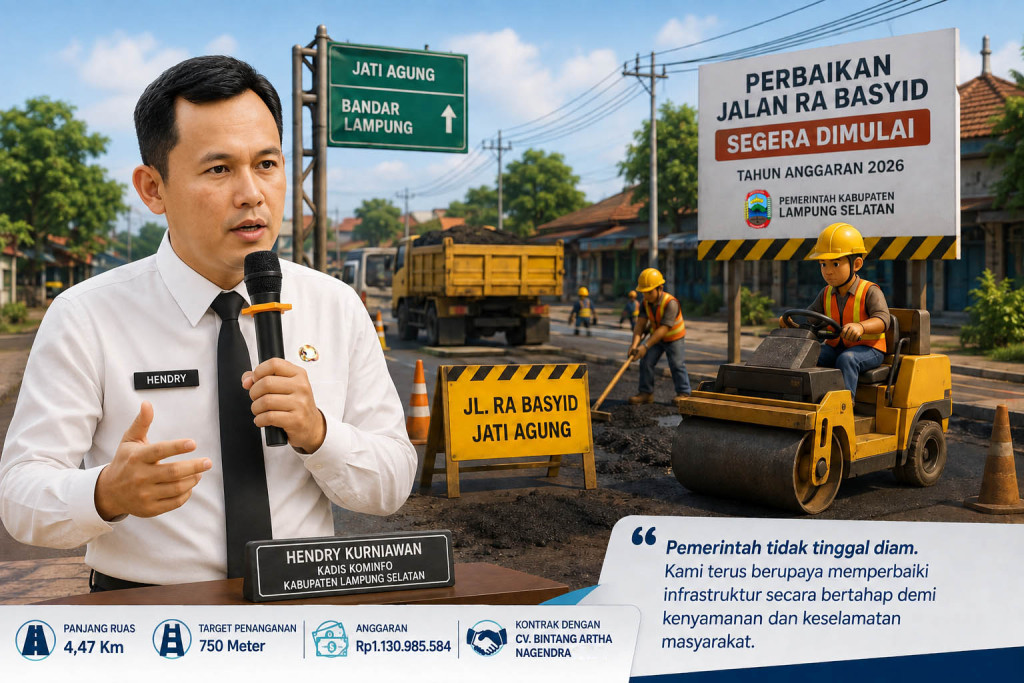 Pemkab Lamsel Pastikan Jalan RA Basyid Segera Diperbaiki