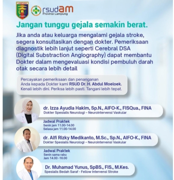 RSUD Abdul Moeloek Hadirkan Teknologi DSA untuk Perkuat Layanan Stroke