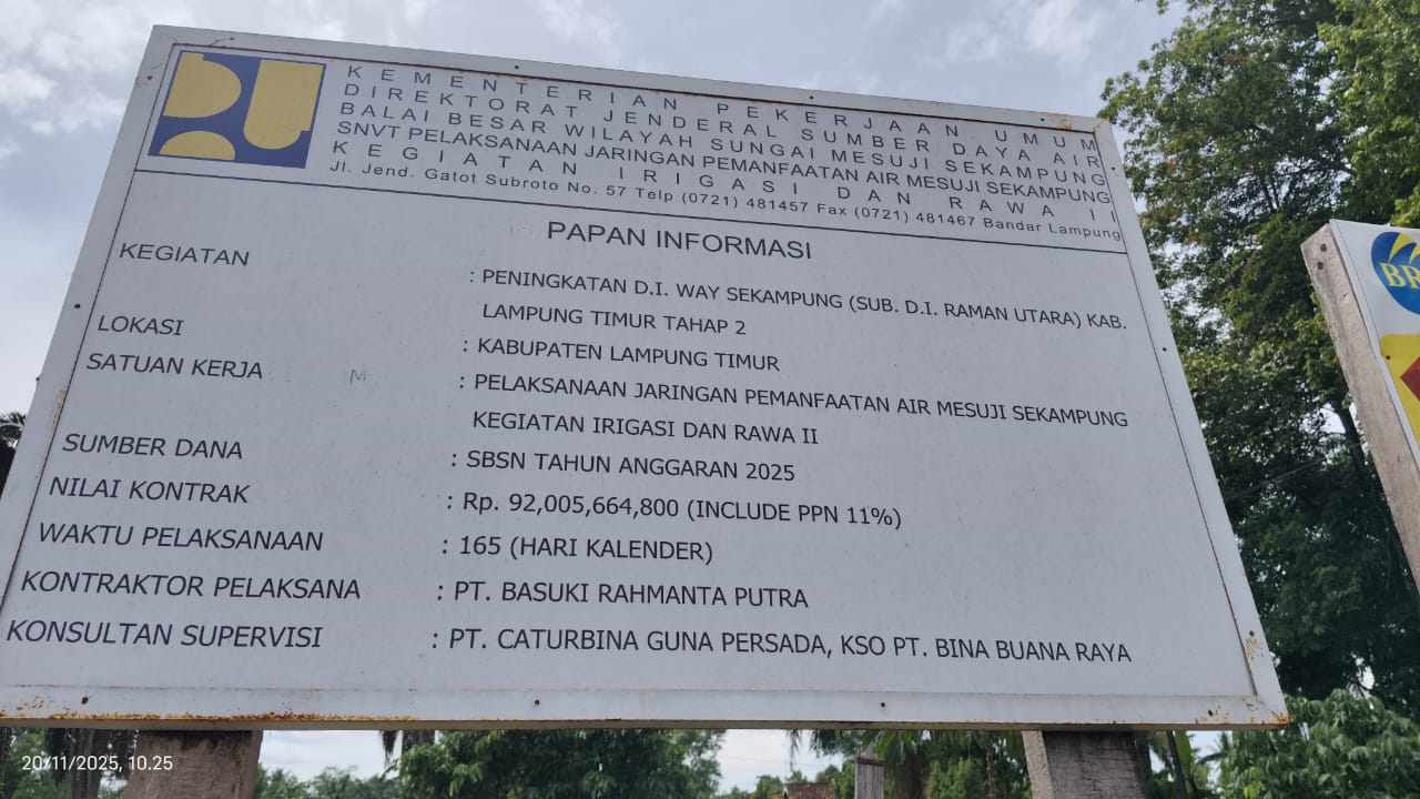 Pidsus Kejari Lamtim Dalami Dugaan Korupsi Proyek Peningkatan D.I. Way Sekampung