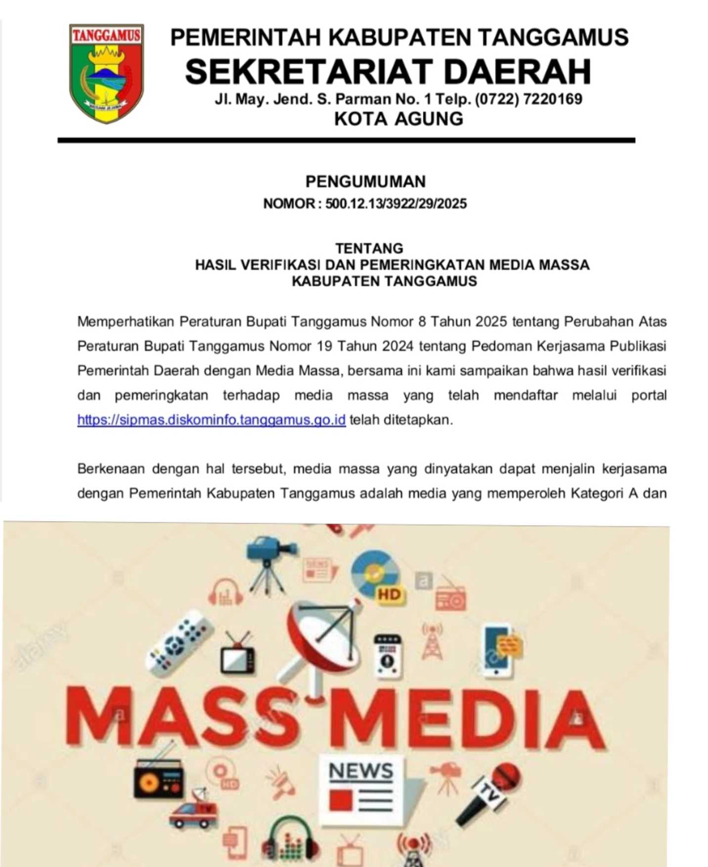 400 Media Terverifikasi di Pemkab Tanggamus