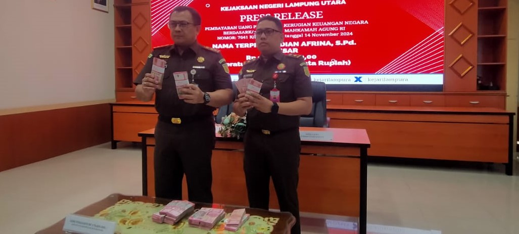 Terpidana Tipikor PUPR Lampura Kembalikan Kerugian Negara