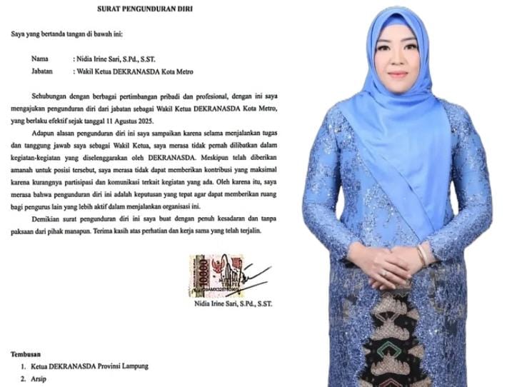 Tak Dilibatkan Kegiatan Organisasi, Istri Wakil Wali Kota Metro Mundur Dari Jabatan Pengurus Dekranasda