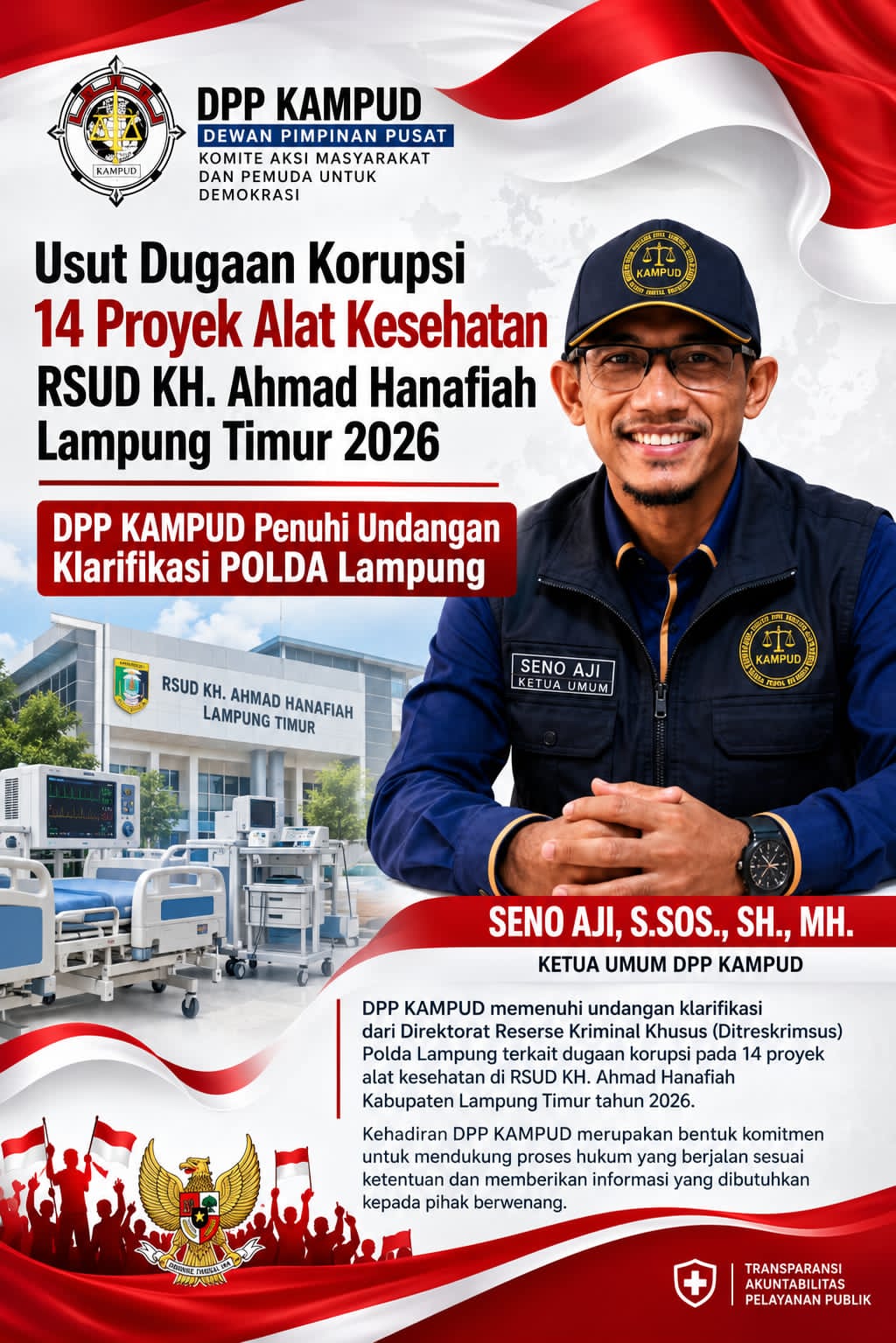 Polda Lampung Minta Keterangan KAMPUD soal Dugaan KKN 14 Paket Pengadaan Alkes RSUD Lampung Timur