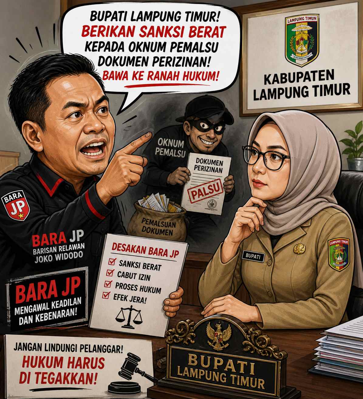 Dugaan Pemalsuan Dokumen di DPMPTSP Lampung Timur, BARA-JP Desak Bupati Bertindak