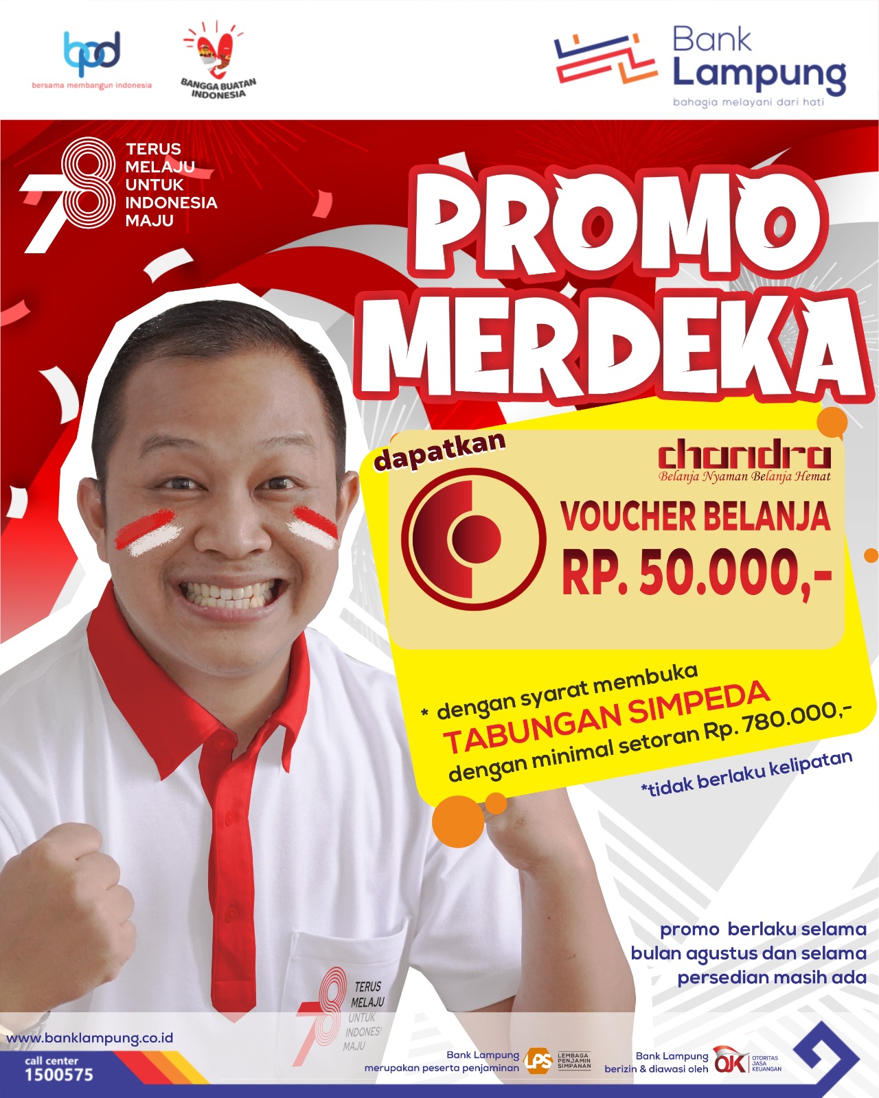 Hadirkan Promo Merdeka, Buka tabungan Simpeda Bank Lampung Dapat Voucher Belanja 
