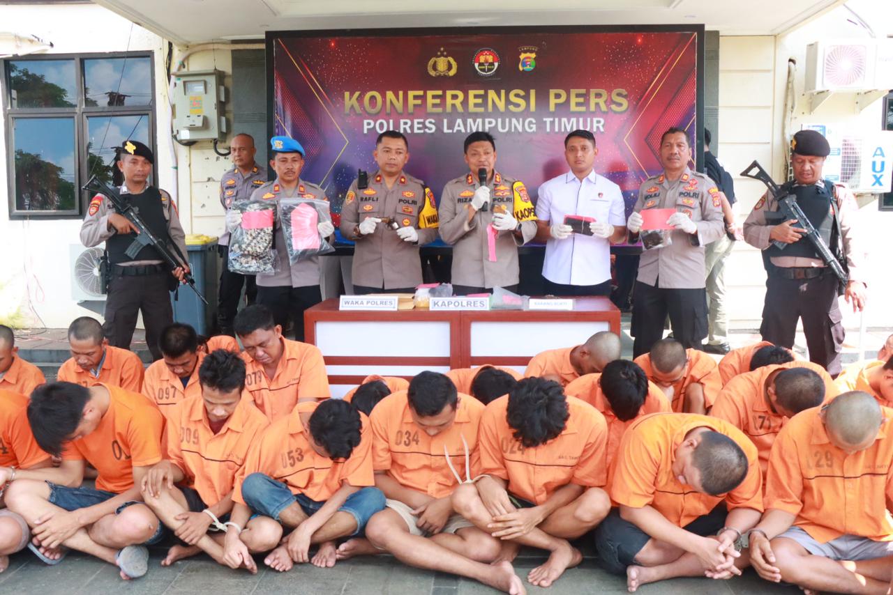 Polres Lampung Timur Konferensi Pers Hasil Ops Sikat