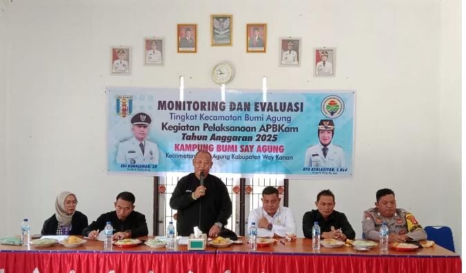 Camat Bumi Agung Monev DD Tahap I Tahun 2025 di Kampung Bumi Say Agung