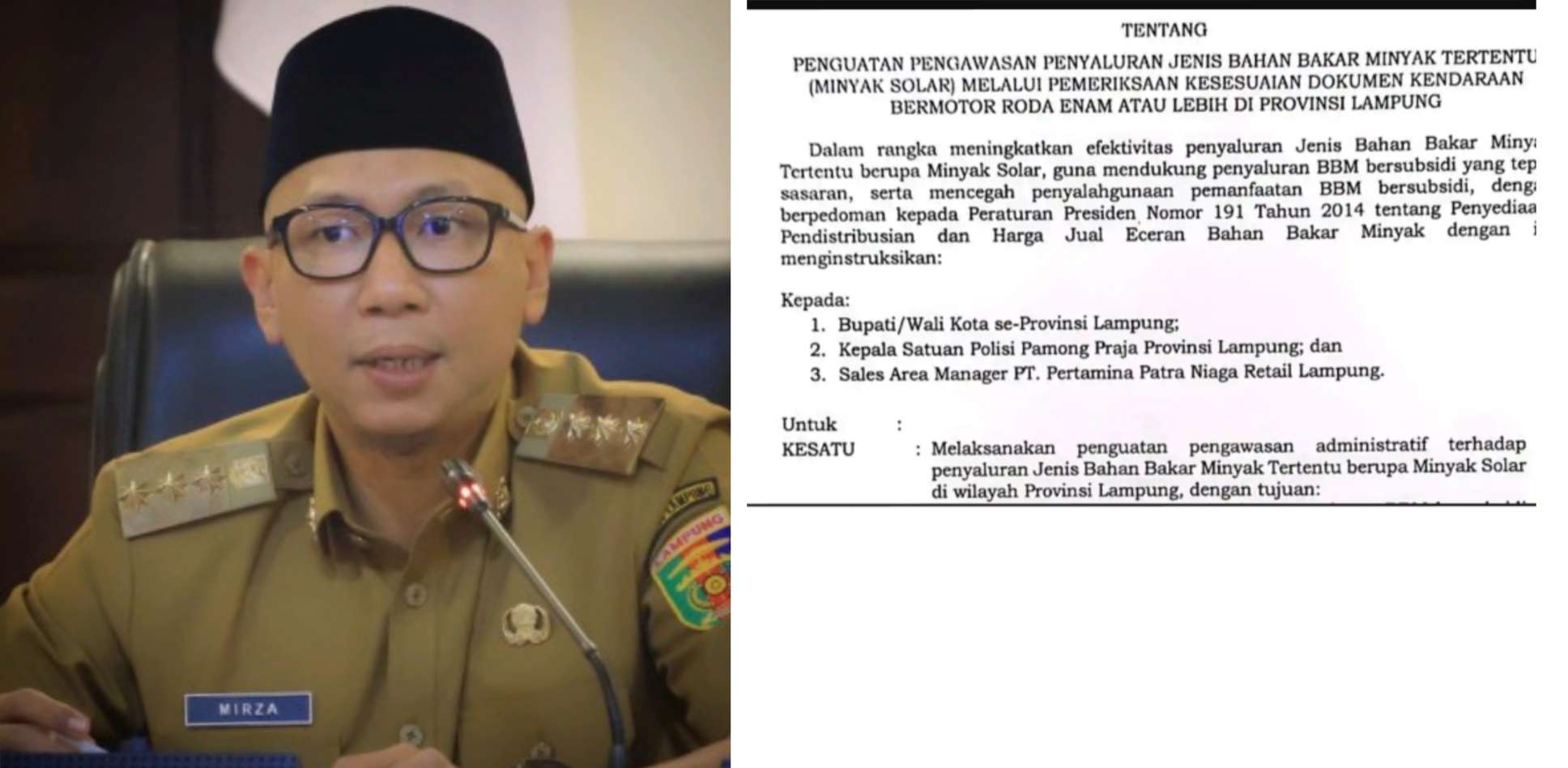 Gubernur Lampung Terbitkan Ingub, Kendaraan Roda Enam Wajib Cocokkan STNK dan QR Code Solar