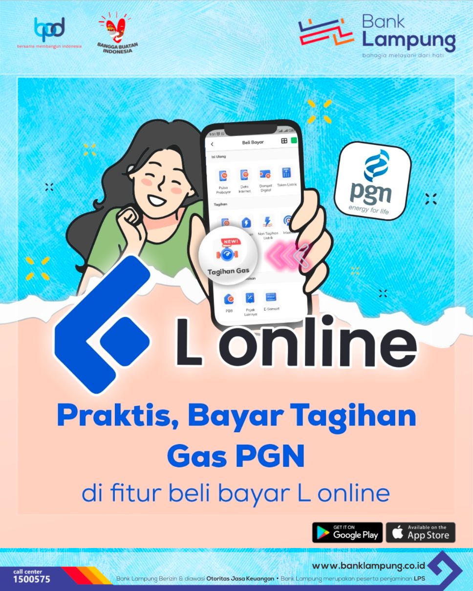 Mau Bayar Tagihan Gas PGN?  Pakai L-Online Bank Lampung Aja 