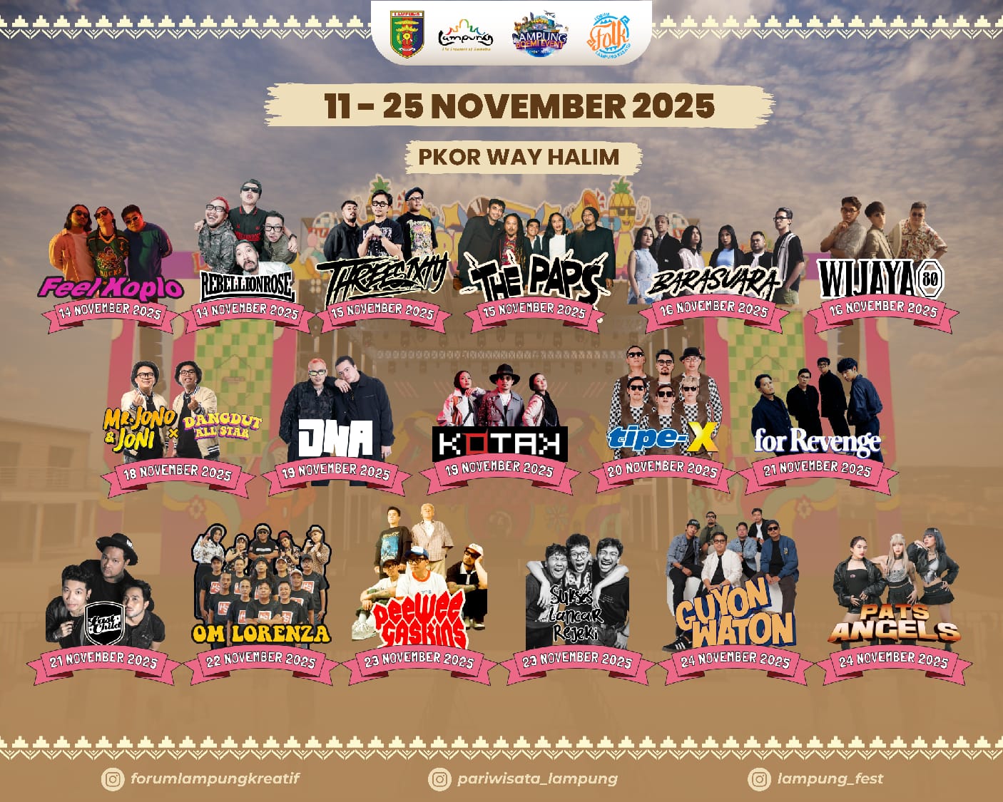 Lampung Fest 2025, Tampilkan Band Lintas Genre, Mulai Dari Tipe X, Band Kotak-Dangdut All Star