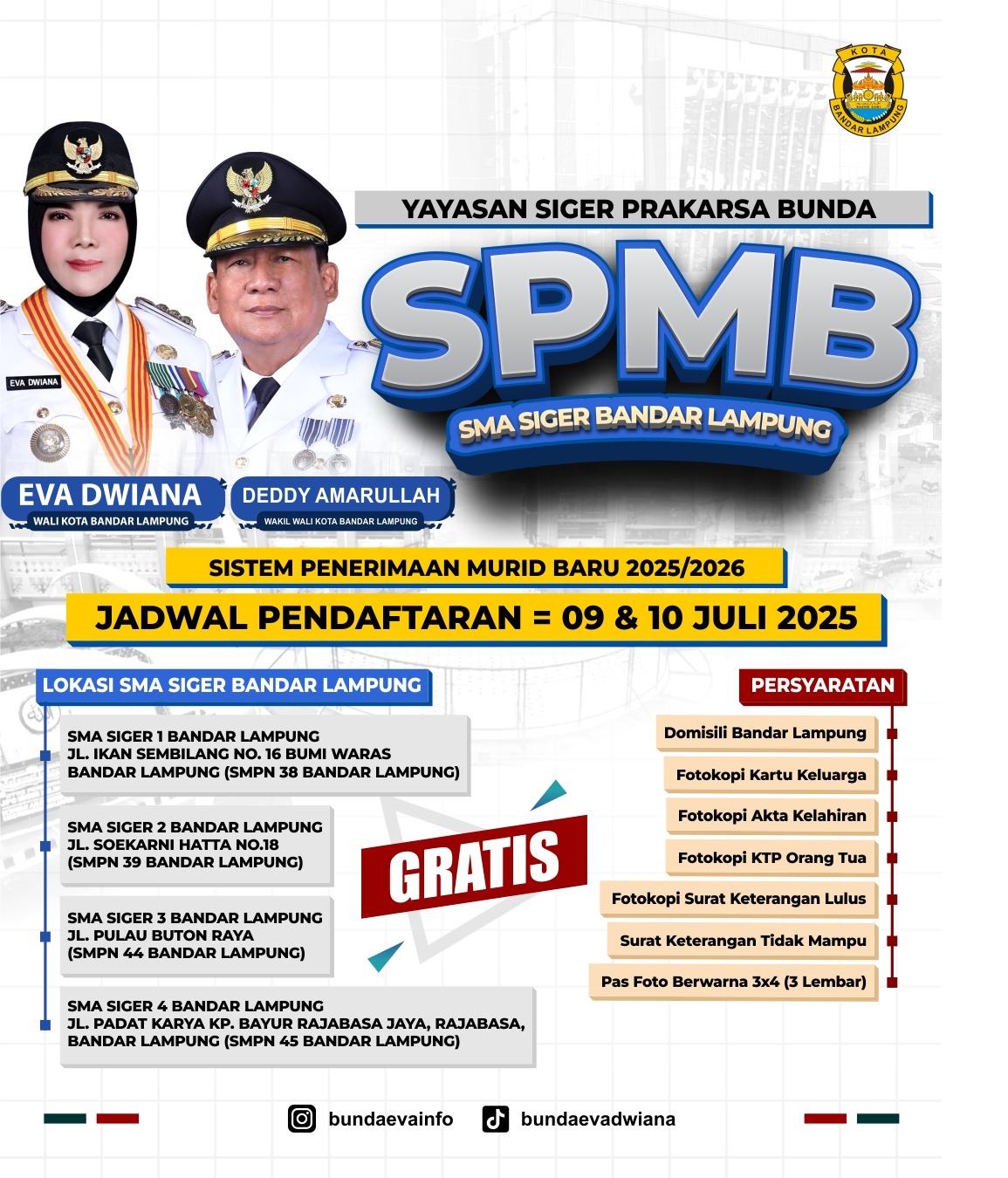 SMA Siger Bandar Lampung Buka Pendaftaran, Gratis Bagi Warga Tidak Mampu