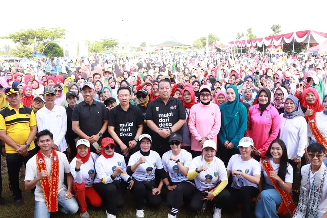 Gebyar Posyandu 2024, Pemprov Lampung Ikuti Senam Bersama Ribuan Masyarakat di Pringsewu