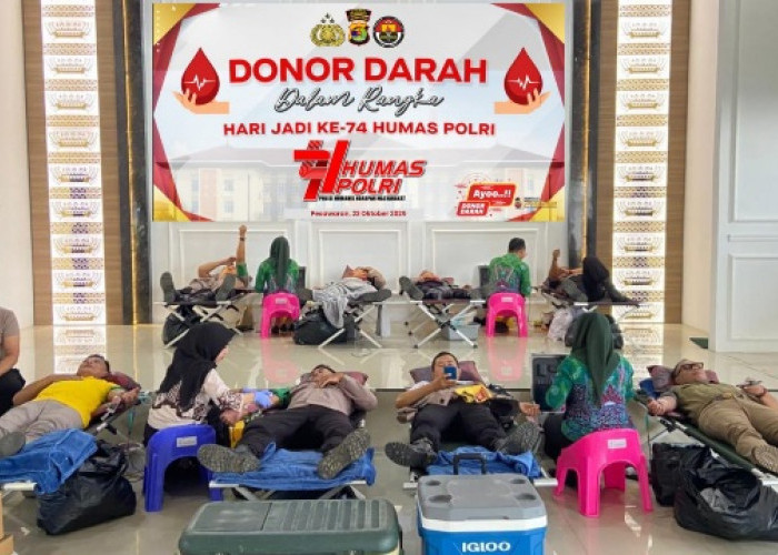 Sambut Hari Jadi Humas Polri ke-74, Polres Pesawaran Gelar Donor Darah Serentak sebagai Wujud Kepedulian Sosia