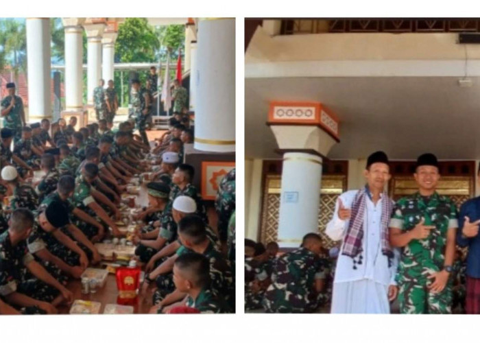 Ratusan Prajurit Yonif 945 PPC Nikmati Jamuan Ketupat Lebaran di Islamic Center Tanggamus