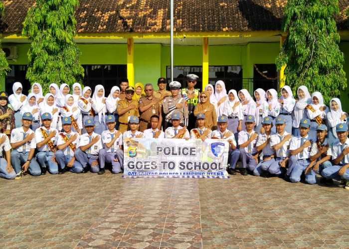 Satlantas Polres Lampung Utara Edukasi Pelajar Lewat Program Police Goes to School
