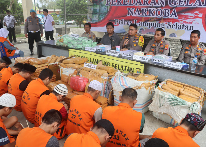 Satresnarkoba Polres Lampung Selatan Ungkap Jaringan Narkoba Lintas Provinsi Senilai Rp75 Miliar