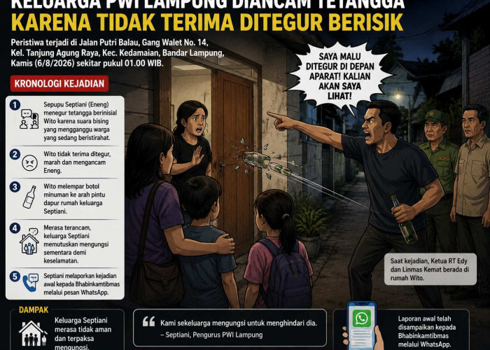 Keluarga Pengurus PWI Lampung Mengaku Diancam Tetangga, Terpaksa Mengungsi Dini Hari