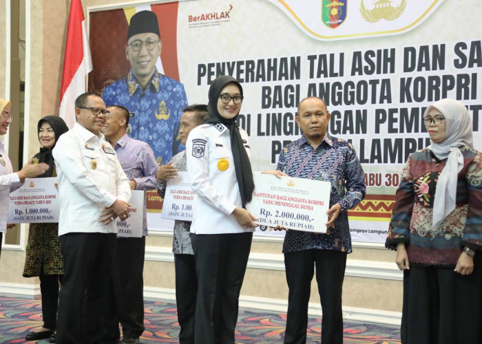 Wagub Jihan Serahkan Tali Asih dan Santunan Kepada Anggota Korpri Yang Masuki Purna Bakti