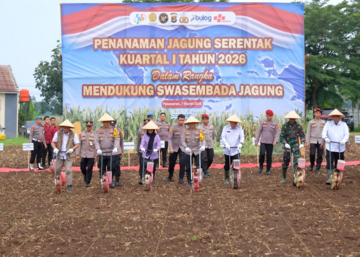 Kapolda Lampung Pimpin Penanaman Jagung Serentak Kuartal I di Pesawaran