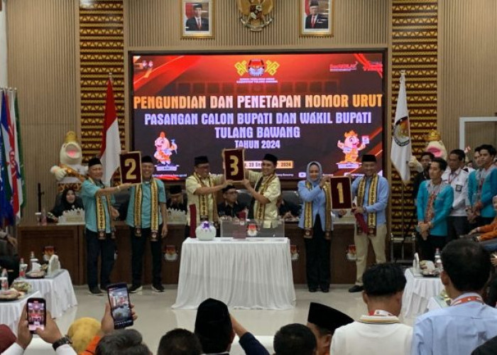 Pilkada Tulangbawang: Winata Nomor 1, Qodam Nomor 2, Handal Nomor 3.