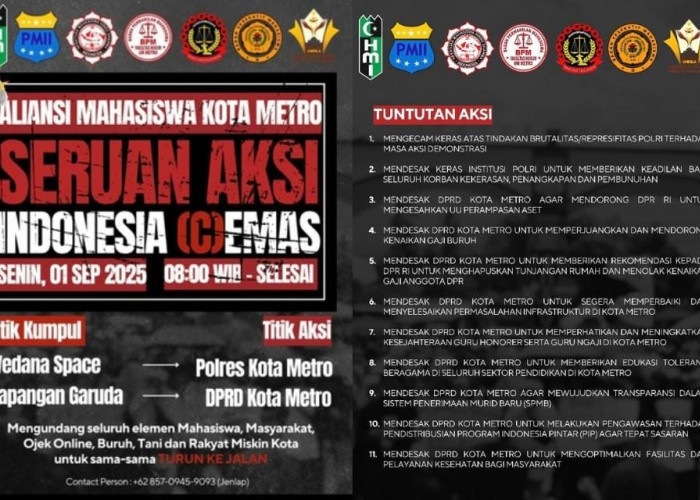 Besok! Aliansi Mahasiswa Bakal Gelar Aksi Demo Besar-besaran di Kota Metro