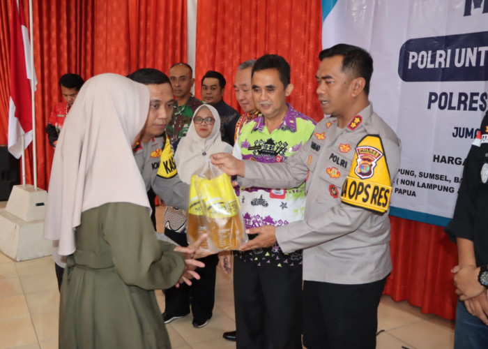 Warga Gisting Antusias dengan Program Gerakan Pangan Murah Yang Diadakan Polres Tanggamus 