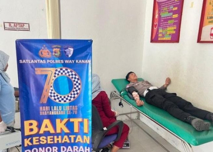 Hari Lalu Lintas Bhayangkara Ke 70, Satlantas Polres Waykanan Gelar Bakti Kesehatan Donor Darah 