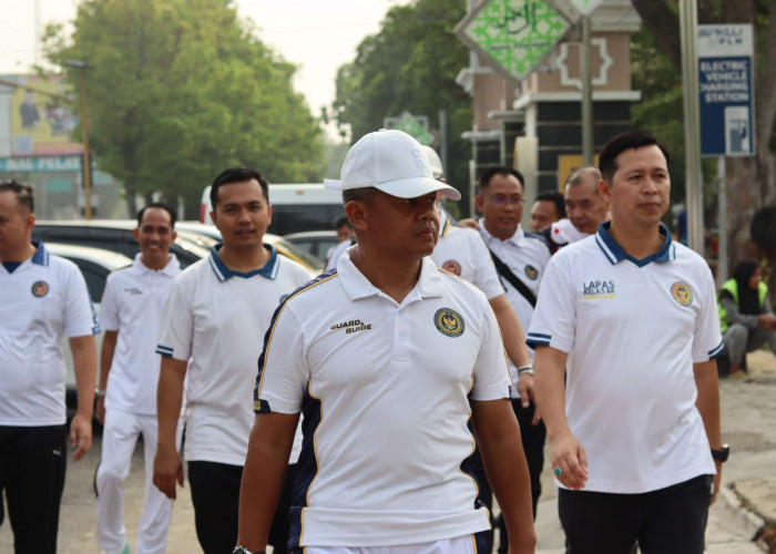Olahraga Bersama di Taman Merdeka, Kakanwil Ditjenpas Lampung Tekankan Integritas dan Tanggung Jawab Petugas
