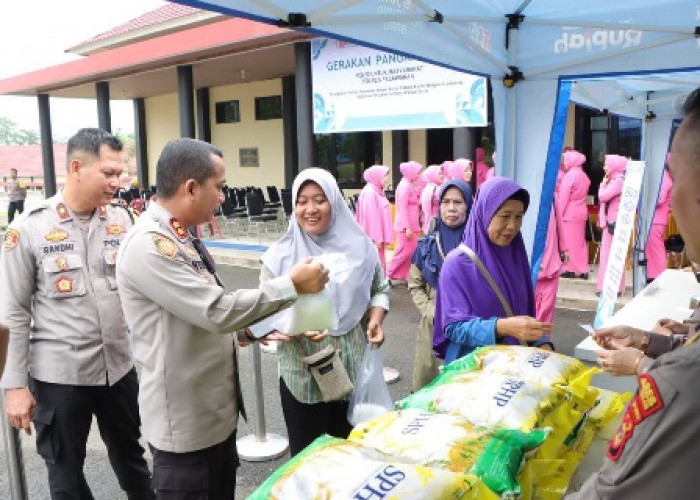 Polres Pesawaran Gelar Kick Off Gerakan Pangan Murah Serentak, Salurkan 3 Ton Beras SPHP