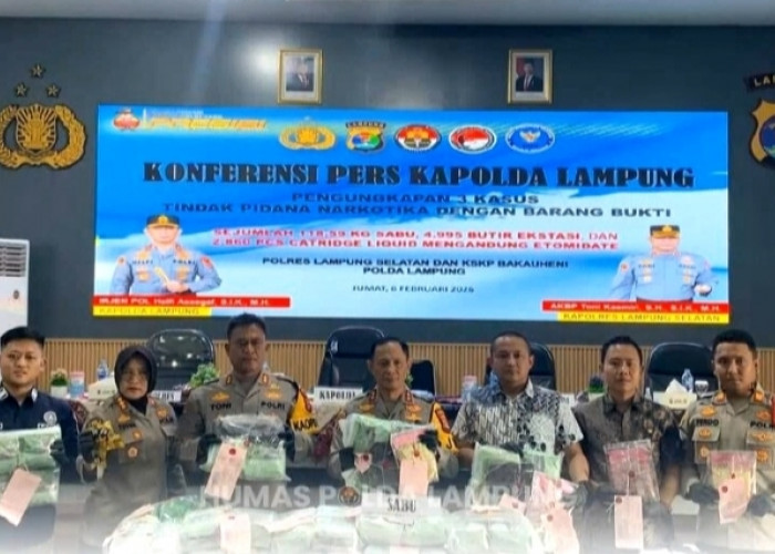 Polda Lampung Gagalkan Peredaran Narkoba Senilai Rp131 Miliar dalam Dua Pekan