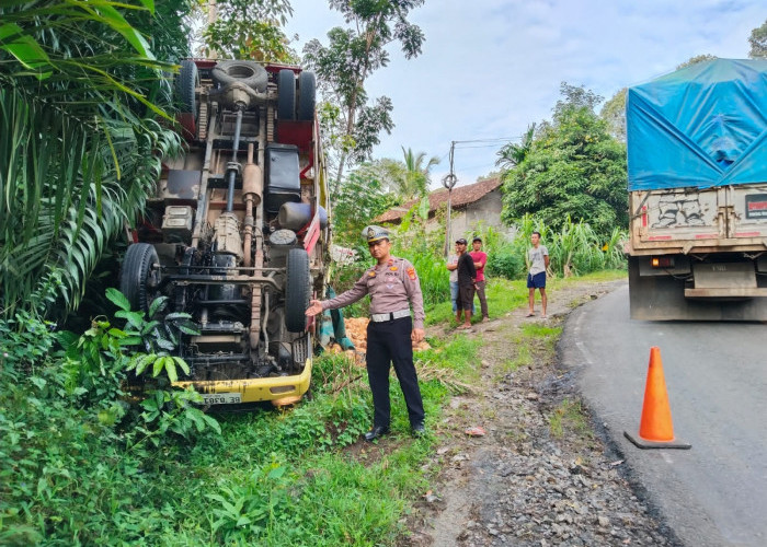 Truk Terguling di Jalinbar Sedayu Tanggamus, 2 Tewas 3 Luka Berat