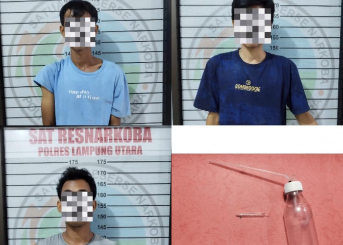Sedang Asik Nyabu, Tiga Pemuda Diamankan Satres Narkoba Polres Lampung Utara