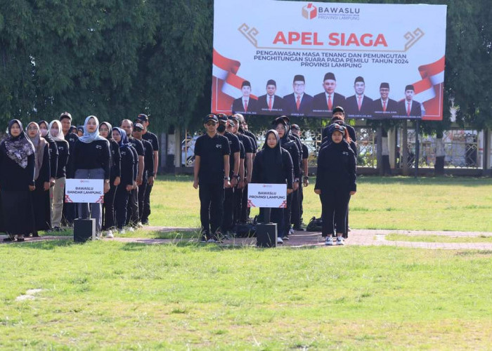 Hadiri Apel Siaga Pengawasan Masa Tenang Pemilu 2024, Gubernur Arinal Harapkan Pemilu di Lampung Kondusif