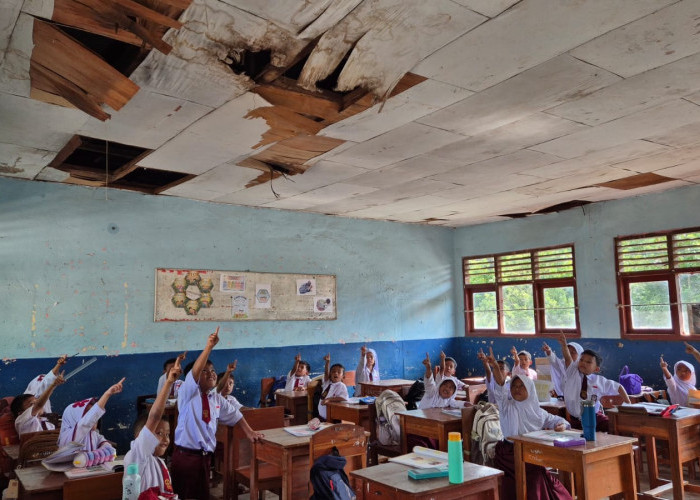 Miris! Atap SDN 16 Gedong Tataan Nyaris Ambruk, Siswa Memohon: Ibu Bupati, Tolong Perbaiki Sekolah Kami