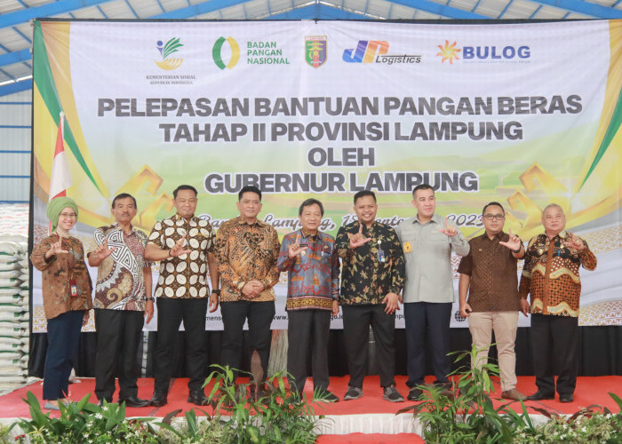 Pemprov Lampung Bersama Bulog Lakukan Pelepasan Bantuan Pangan Beras Tahap II di Provinsi Lampung