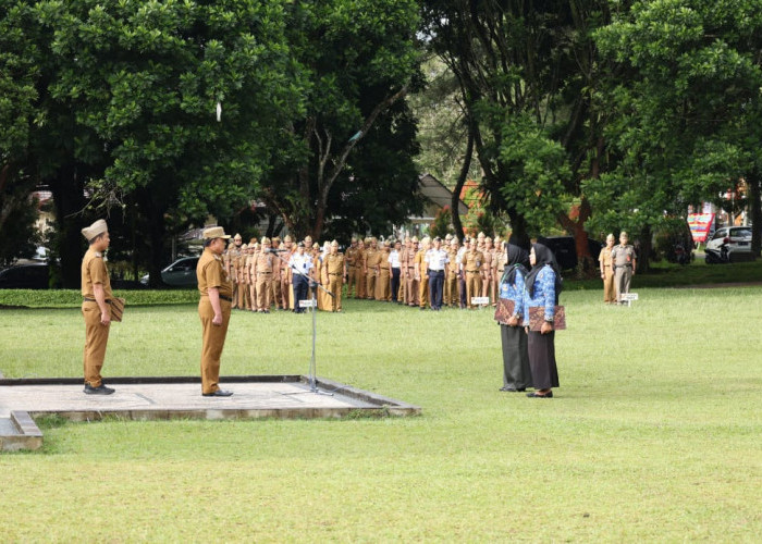 Hari Pertama Menjabat, Wabup Mad Hasnurin Pimpin Apel Mingguan