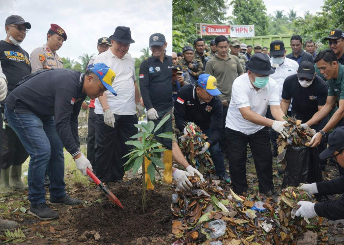 Dipimpin Bupati Tanggamus, Dinas LH dan PWI Bersihkan Sungai Way Awi dan Tanam Pohon