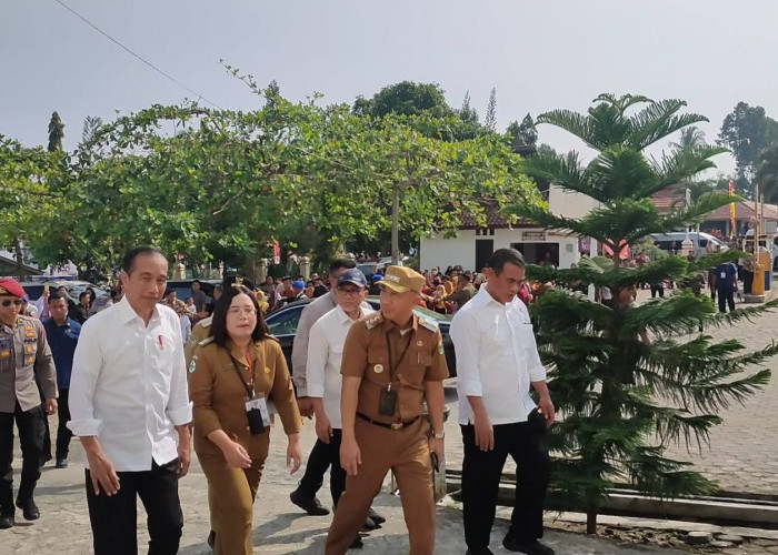 Presiden RI Joko Widodo melanjutkan kunjungannya ke Rumah Sakit Umum Daerah (RSUD) Batin Mangunang Kota Agung