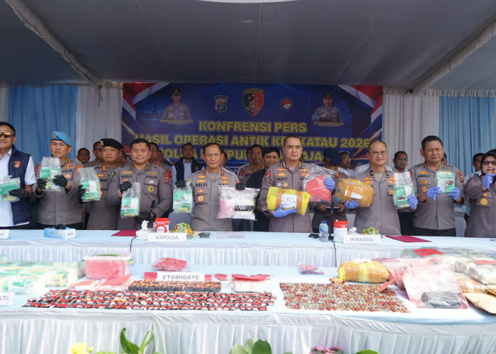 Operasi Antik Krakatau 2026, Polda Lampung Ungkap 379 Kasus dan Sita 85,9 Kg Sabu