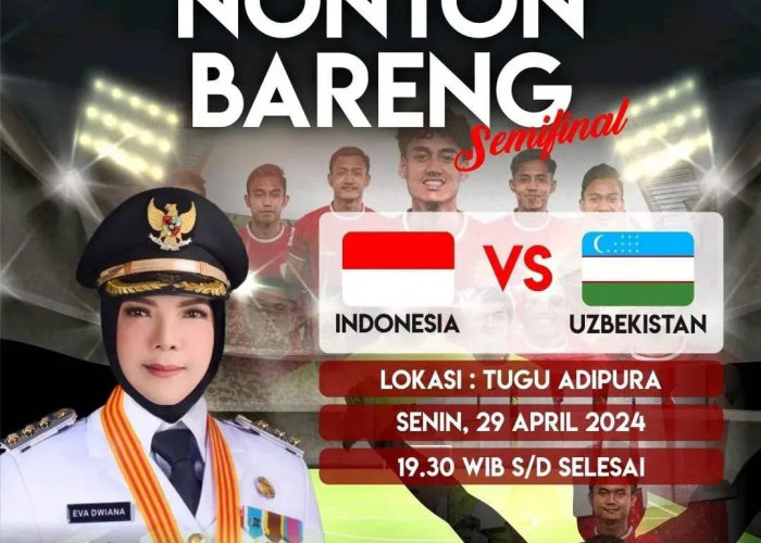 Nobar Timnas U23 Indonesia vs Uzbekistan di Tugu Adipura Bertabur Hadiah