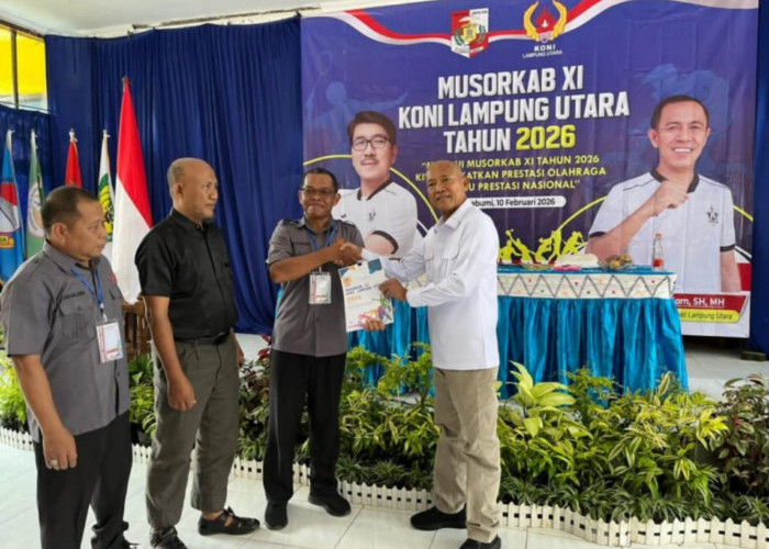 Resmi Nakhodai KONI Lampung Utara, Ansyori Sabak Pasang Target Juara Umum Poprov