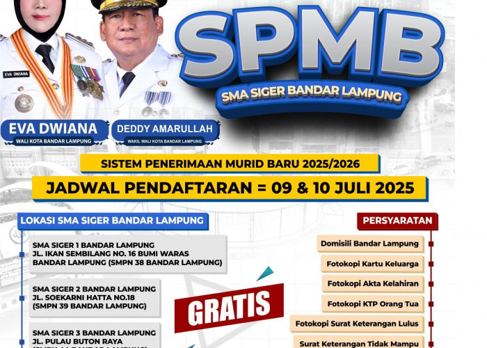 SMA Siger Bandar Lampung Buka Pendaftaran, Gratis Bagi Warga Tidak Mampu