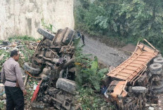 Dump Truck Terguling di Tanjakan PJR Panjang, 4 Warga Terluka