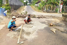 Cegah Kecelakaan Warga Metro Tambal 17 Lubang Jalan Tanpa Tunggu Pemerintah